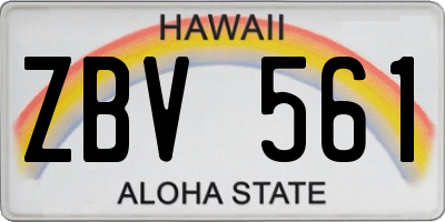 HI license plate ZBV561