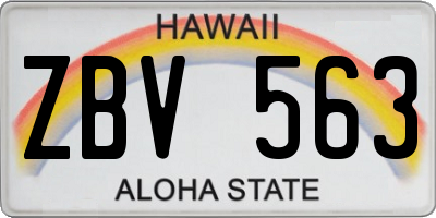HI license plate ZBV563