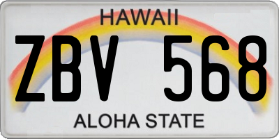 HI license plate ZBV568