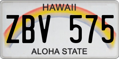 HI license plate ZBV575