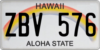 HI license plate ZBV576