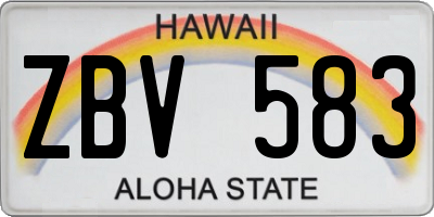 HI license plate ZBV583