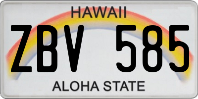 HI license plate ZBV585