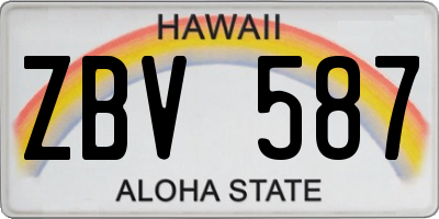 HI license plate ZBV587
