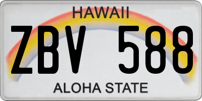 HI license plate ZBV588