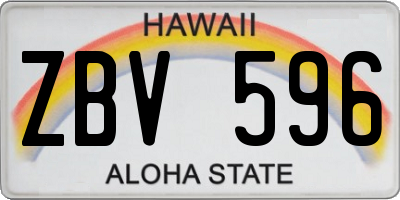 HI license plate ZBV596