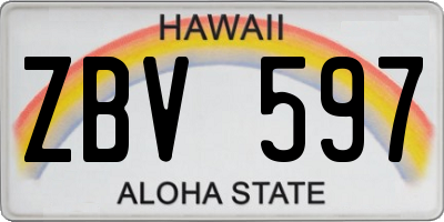 HI license plate ZBV597