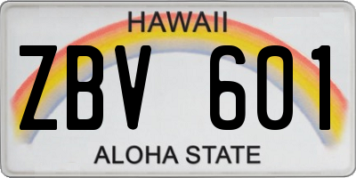 HI license plate ZBV601