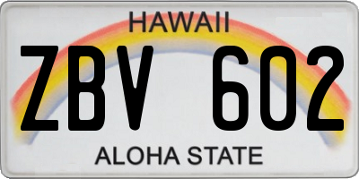 HI license plate ZBV602