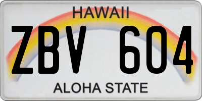 HI license plate ZBV604