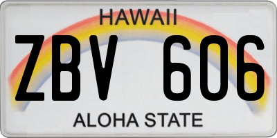 HI license plate ZBV606