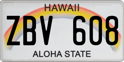 HI license plate ZBV608