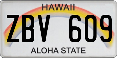 HI license plate ZBV609
