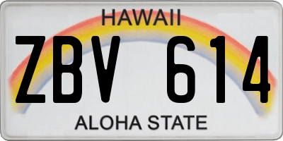 HI license plate ZBV614