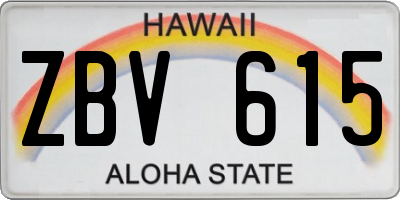 HI license plate ZBV615