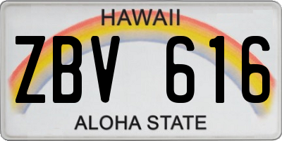 HI license plate ZBV616