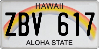 HI license plate ZBV617