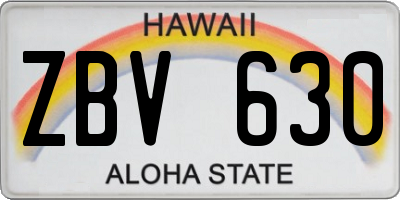 HI license plate ZBV630
