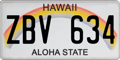 HI license plate ZBV634