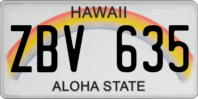 HI license plate ZBV635