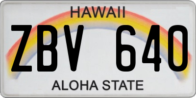 HI license plate ZBV640