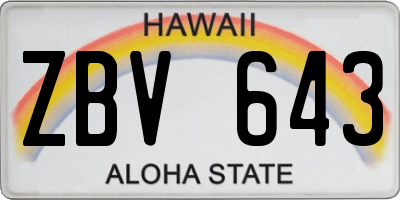 HI license plate ZBV643