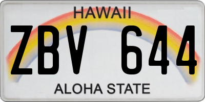 HI license plate ZBV644