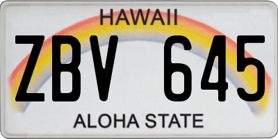 HI license plate ZBV645