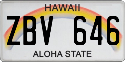 HI license plate ZBV646