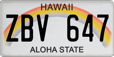 HI license plate ZBV647