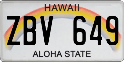 HI license plate ZBV649