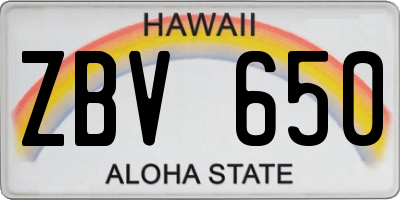 HI license plate ZBV650