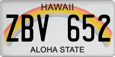 HI license plate ZBV652