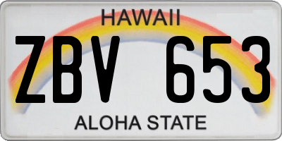 HI license plate ZBV653