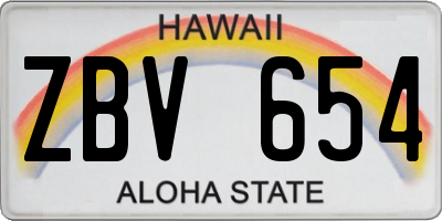 HI license plate ZBV654