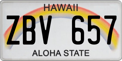 HI license plate ZBV657