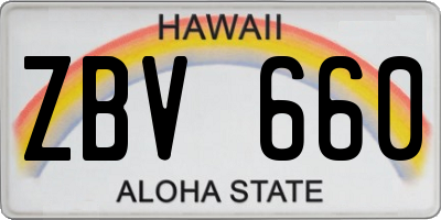 HI license plate ZBV660