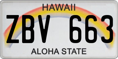 HI license plate ZBV663