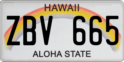HI license plate ZBV665