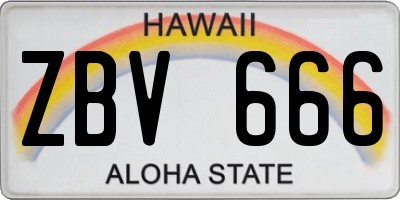 HI license plate ZBV666