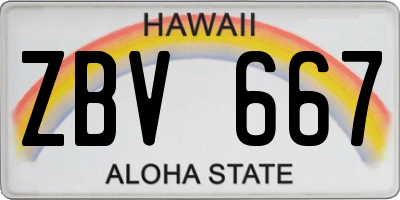 HI license plate ZBV667