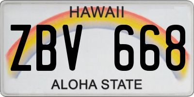 HI license plate ZBV668