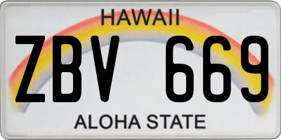 HI license plate ZBV669