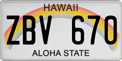 HI license plate ZBV670