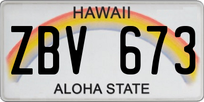 HI license plate ZBV673
