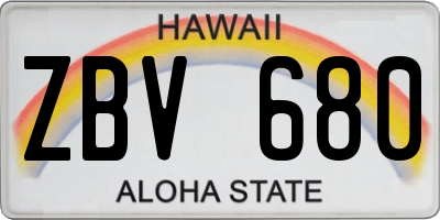 HI license plate ZBV680