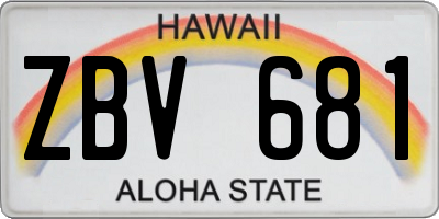 HI license plate ZBV681