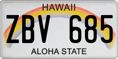 HI license plate ZBV685