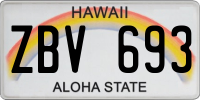 HI license plate ZBV693