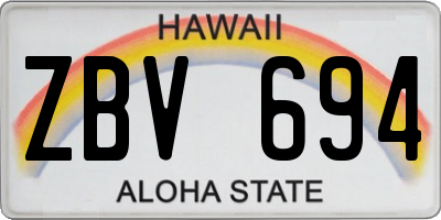 HI license plate ZBV694